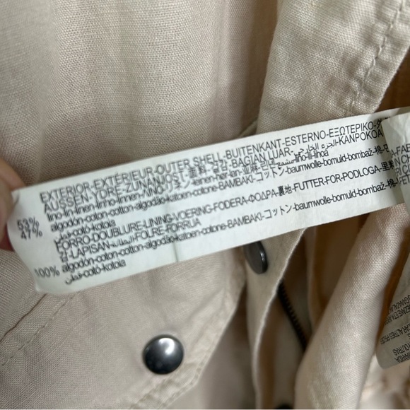 ZARA Linen Blend Utility Cargo Jacket Small Women Neutral Beige Lightweight - Picture 8 of 12